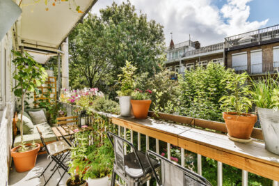 Balcony in modern house View of the balcony in modern house